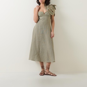 Monstera Leaf Appliqu&eacute; Dress