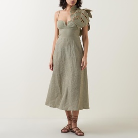 Monstera Leaf Appliqu&eacute; Dress