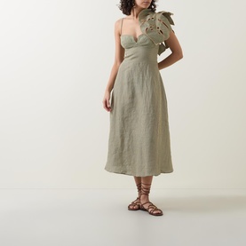 Monstera Leaf Appliqu&eacute; Dress