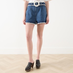 Crochet Detail Denim Shorts