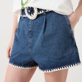 Crochet Detail Denim Shorts