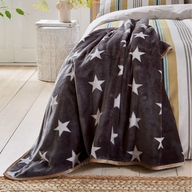 Star Fleece Throw Charcoal & Linen