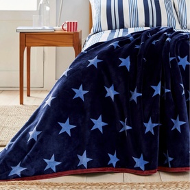 Star Fleece Throw Blue & Red