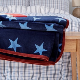 Star Fleece Throw Blue & Red