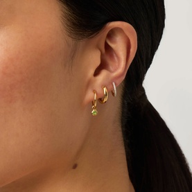 August Birthstone Mini Charm Hoop Earrings