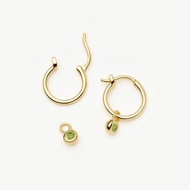 August Birthstone Mini Charm Hoop Earrings