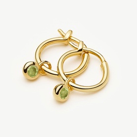August Birthstone Mini Charm Hoop Earrings