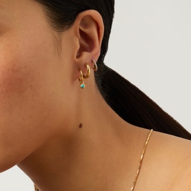December Birthstone Mini Charm Hoop Earrings