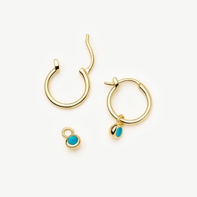 December Birthstone Mini Charm Hoop Earrings