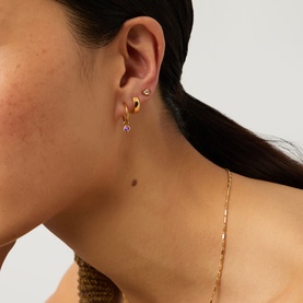 February Birthstone Mini Charm Hoop Earrings