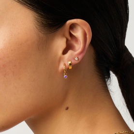 February Birthstone Mini Charm Hoop Earrings