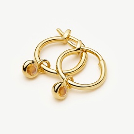 November Birthstone Mini Charm Hoop Earrings
