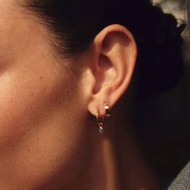 September Birthstone Mini Charm Hoop Earrings