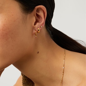 January Birthstone Mini Charm Hoop Earrings
