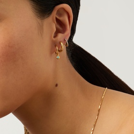 March Birthstone Mini Charm Hoop Earrings