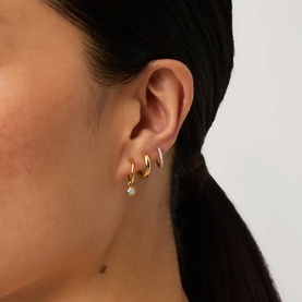 March Birthstone Mini Charm Hoop Earrings