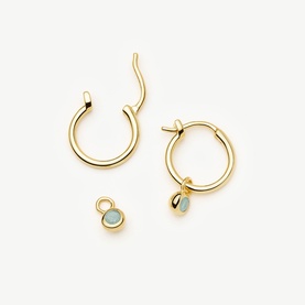 March Birthstone Mini Charm Hoop Earrings