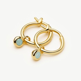March Birthstone Mini Charm Hoop Earrings