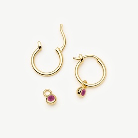 July Birthstone Mini Charm Hoop Earrings