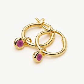 July Birthstone Mini Charm Hoop Earrings