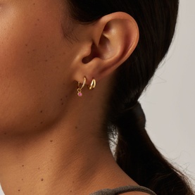 October Birthstone Mini Charm Hoop Earrings
