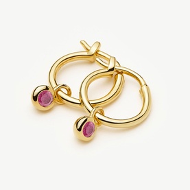 October Birthstone Mini Charm Hoop Earrings