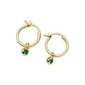 May Birthstone Mini Charm Hoop Earrings
