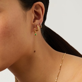 May Birthstone Mini Charm Hoop Earrings