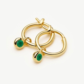 May Birthstone Mini Charm Hoop Earrings