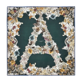 Ombre A Logo Floral Silk Scarf