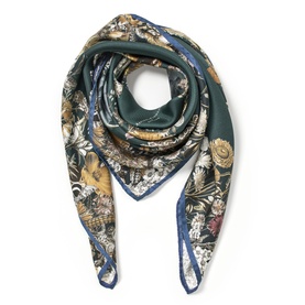 Ombre A Logo Floral Silk Scarf