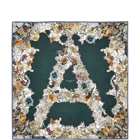 Ombre A Logo Floral Silk Scarf