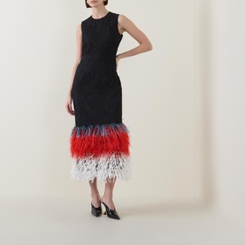 Razy Raffia Fringe Hem Dress