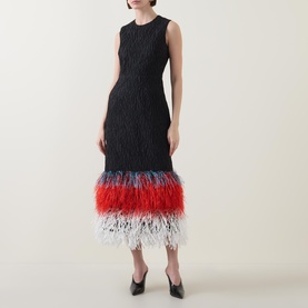 Razy Raffia Fringe Hem Dress