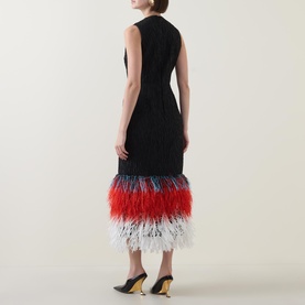 Razy Raffia Fringe Hem Dress