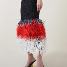 Razy Raffia Fringe Hem Dress