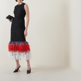 Razy Raffia Fringe Hem Dress