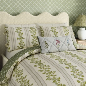 Cobnut Stripe Duvet Set Leaf Green