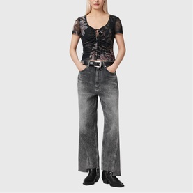 Gabby Mesh Floral Drawcord Top