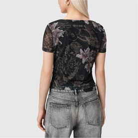 Gabby Mesh Floral Drawcord Top