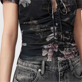 Gabby Mesh Floral Drawcord Top
