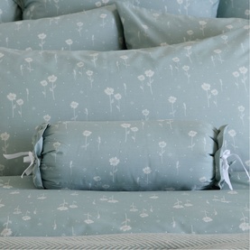 Daisy Filled Bolster Cushion Sage