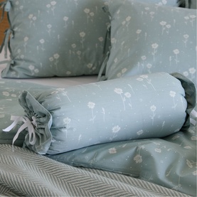 Daisy Filled Bolster Cushion Sage