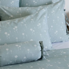 Daisy Filled Bolster Cushion Sage