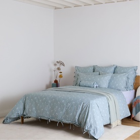 Daisy Filled Bolster Cushion Sage