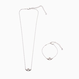 Heart Crown Claddagh Bracelet & Necklace Gift Set