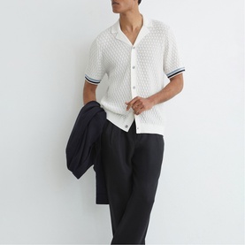 Bilsby Tipped Geometric-Knit Shirt