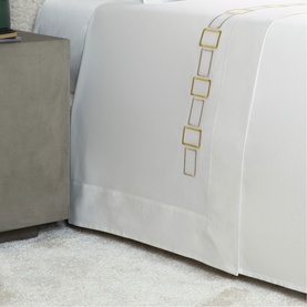 600 Thread Count Bold Embroidery Flat Sheet Ivory