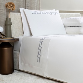 600 Thread Count Bold Embroidery Flat Sheet Ivory