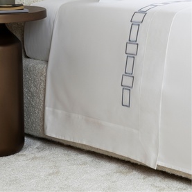 600 Thread Count Bold Embroidery Flat Sheet Ivory